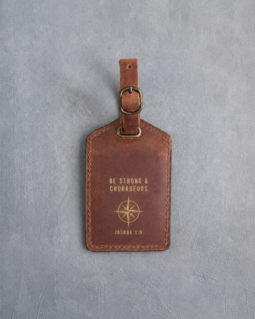 Joshua 1:9 luggage tag – "be strong & courageous" bible verse gift