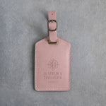Be Strong & Courageous Joshua 1:9 Blush full-grain leather luggage tag, Christian scripture gift