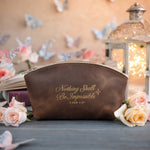 Nothing Shall Be Impossible Luke 1:37 full-grain leather makeup bag, Christian scripture gift