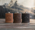 Custom Initial Hip Flask - Groomsmen Gifts - Custom - Logo - Full Grain Leather
