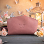 Believe Mark 11:24 Parisian Blossom full-grain leather makeup bag, Christian scripture gift