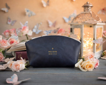 Mark 11:24 makeup bag – "believe" bible verse gift