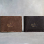 Believe Mark 11:24 full-grain leather wallet, Christian scripture gift