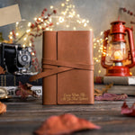 Come Unto Me, All Ye That Labour Matt. 11:28 Caramel handcrafted leather journal, Christian scripture gift