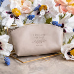 Come Unto Me, All Ye That Labour Matt. 11:28 full-grain leather makeup bag, Christian scripture gift