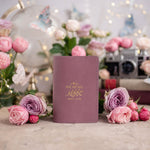 Come Unto Me, All Ye That Labour Matt. 11:28 Lilac full-grain leather passport cover, Christian scripture gift