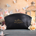Faith As A Mustard Seed Matt. 17:20 Black full-grain leather makeup bag, Christian scripture gift
