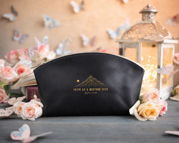 Matthew 17:20 makeup bag – "faith as a mustard seed" bible verse gift
