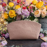 With God All Things Are Possible Matt. 19:26 full-grain leather makeup bag, Christian scripture gift