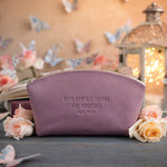 With God All Things Are Possible Matt. 19:26 full-grain leather makeup bag, Christian scripture gift
