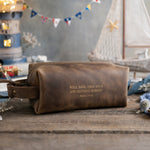 Well Done, Thou Good And Faithful Servant Matthew 25:21 Sicilian Brown full-grain leather dopp kit, Christian scripture gift