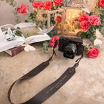 Let Your Light So Shine Matthew 5:16 Dark Espresso full-grain leather camera strap, Christian scripture gift