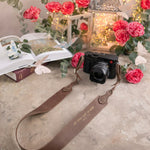 Let Your Light So Shine Matthew 5:16 Sicilian Brown full-grain leather camera strap, Christian scripture gift