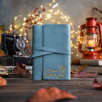 Let Your Light So Shine Matt. 5:16 Turquoise handcrafted leather journal, Christian scripture gift
