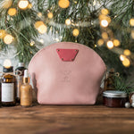Seek Ye First Matt. 6:33 full-grain leather makeup bag, Christian scripture gift
