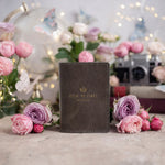 Seek Ye First Matt. 6:33 Country Gray full-grain leather passport cover, Christian scripture gift