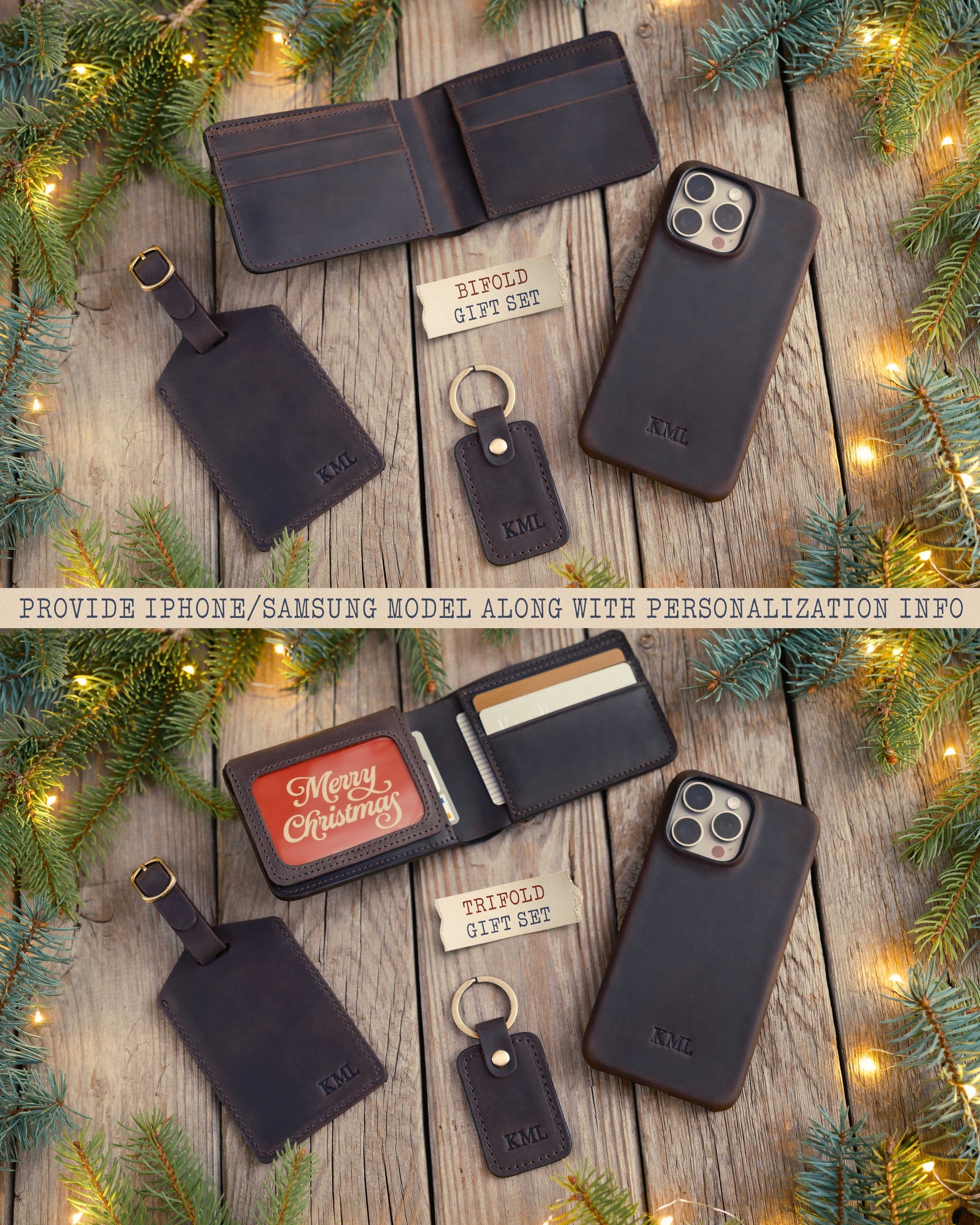 Personalized Leather Wallet - For Men - Full Grain Bifold