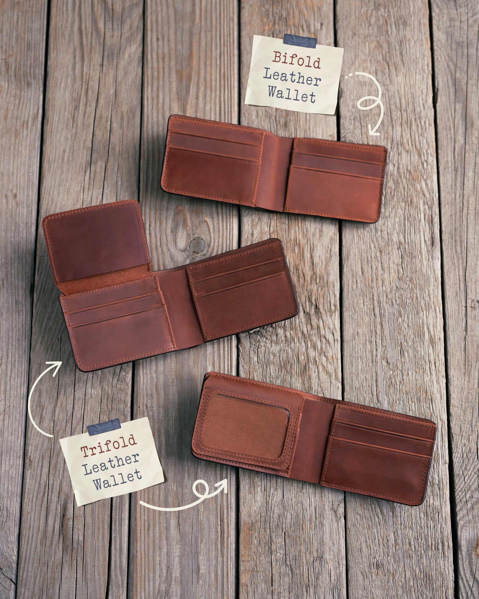 Personalized Leather Wallet - For Men - Full Grain Bifold