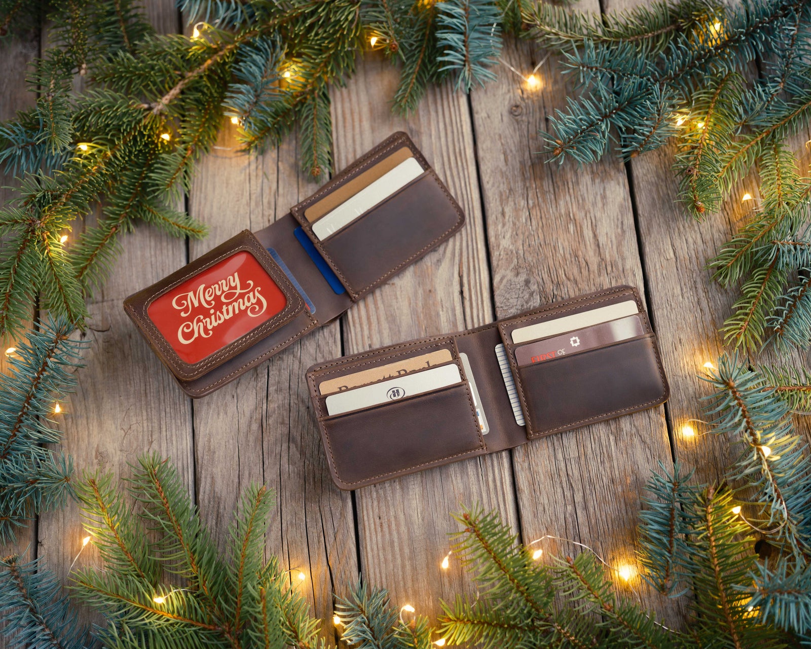 Personalized Leather Wallet - For Men - Full Grain Bifold