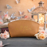 The Lord Bless Thee & Keep Thee Num. 6:24 Indian Summer full-grain leather makeup bag, Christian scripture gift