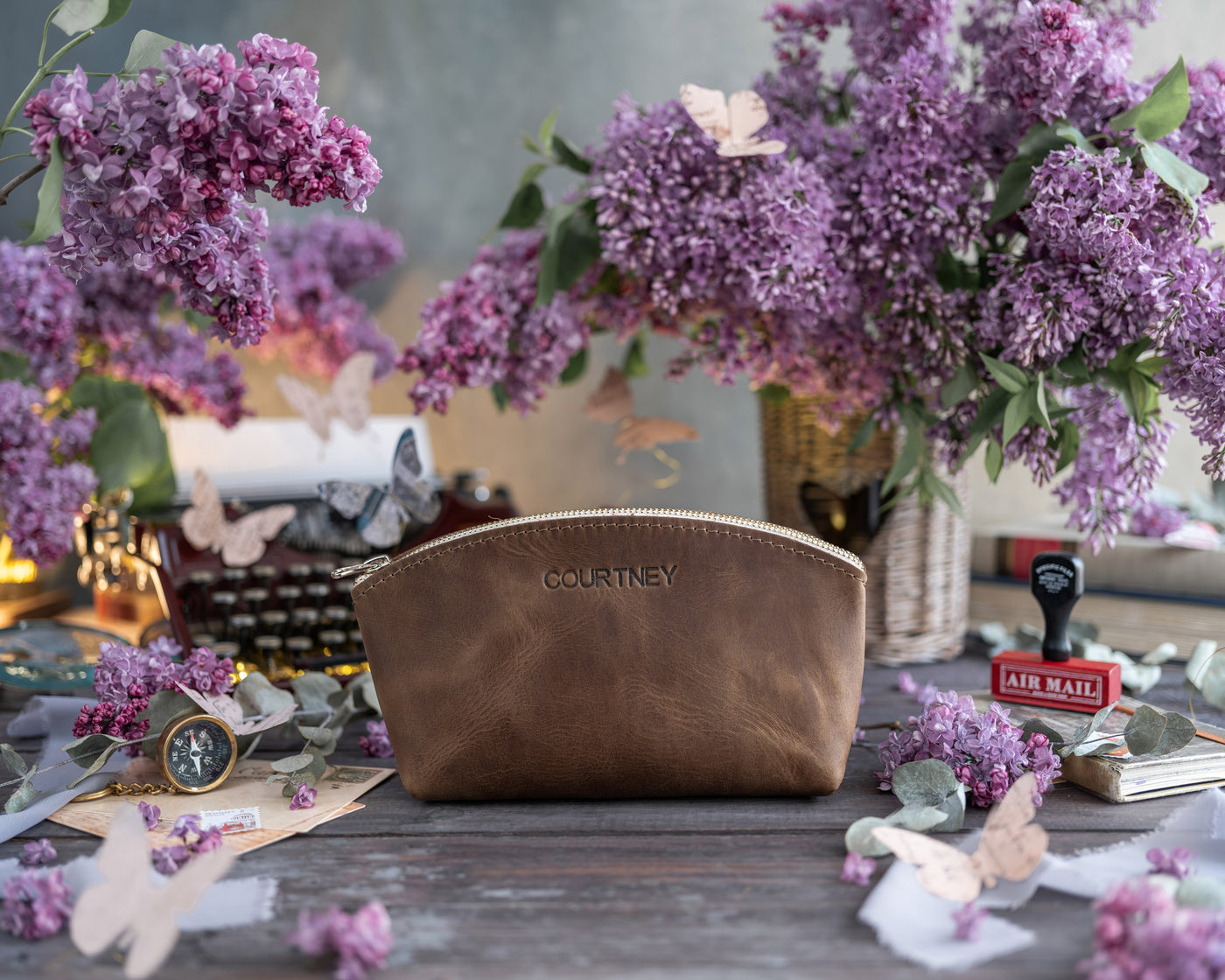Makeup Bag In Sicilian Brown Leather