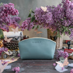 Makeup Bag In Turquoise Leather