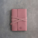 Parisian Blossom leather journal, Small size, front with a debossed name