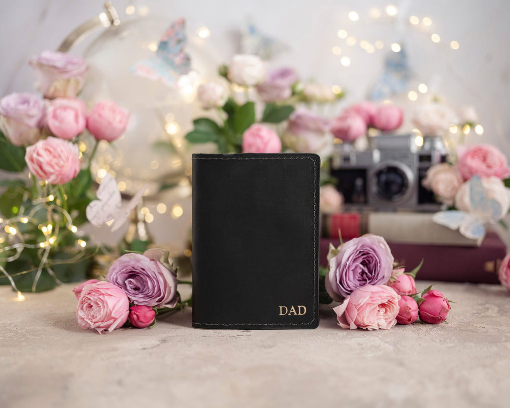 Personalized Passport Cover / Travel Wallet In Black Leather