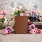 Personalized Passport Cover / Travel Wallet In Caramel Leather