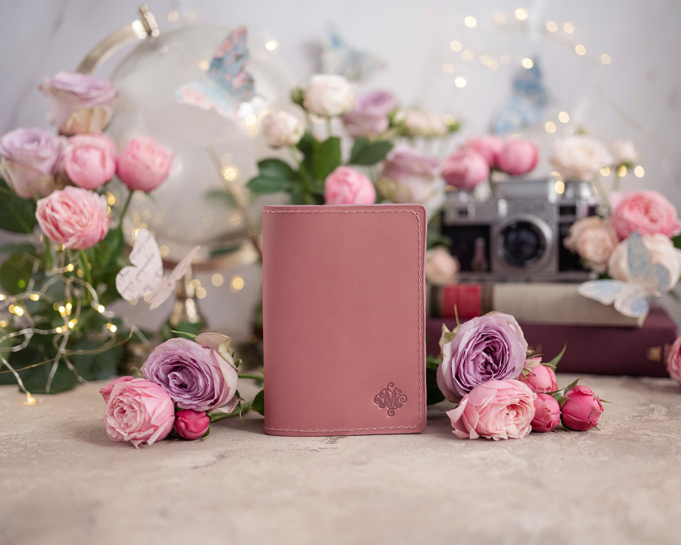 Personalized Passport Cover / Travel Wallet In Parisian Blossom Leather