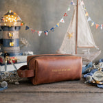 Stand Fast In The Lord Philippians 4:1 Arizona full-grain leather dopp kit, Christian scripture gift