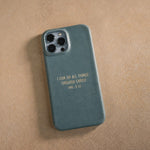 Phil. 4:13 handcrafted leather iPhone case, Christian scripture gift