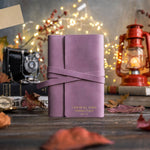 Phil. 4:13 Lilac handcrafted leather journal, Christian scripture gift