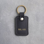 Phil. 4:13 Black handcrafted leather keychain, Christian scripture gift