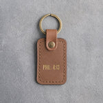 Phil. 4:13 Caramel handcrafted leather keychain, Christian scripture gift