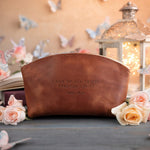 Phil. 4:13 Arizona full-grain leather makeup bag, Christian scripture gift