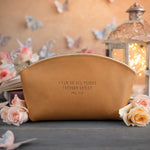 Phil. 4:13 Indian Summer full-grain leather makeup bag, Christian scripture gift