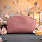 Phil. 4:13 Parisian Blossom full-grain leather makeup bag, Christian scripture gift