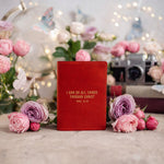 Phil. 4:13 full-grain leather passport cover, Christian scripture gift