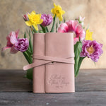 Think On These Things Phil. 4:8 handcrafted leather journal, Christian scripture gift