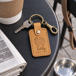 Indian Summer tan Teddy the Pom keychain held in a warm everyday setting