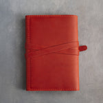 Poppy Red leather journal, Medium size, back
