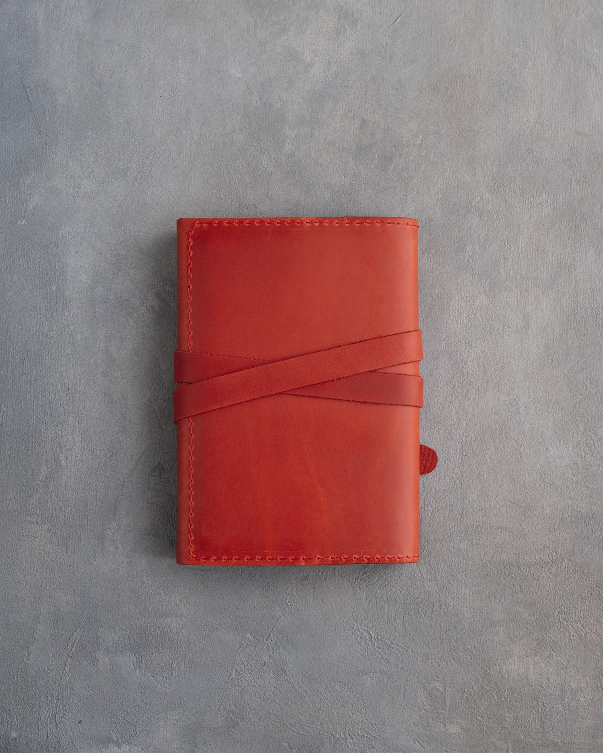 Poppy Red leather journal, Small size, back