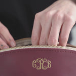 Burgundy Leather Makeup Bag – Personalized Makeup Bag in Sangria Leather