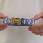 Personalized Nautical Anchor Dog Collar with Engraved Buckle