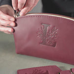 Initial Makeup Bag – Floral Letter Leather Makeup Bag, Personalized