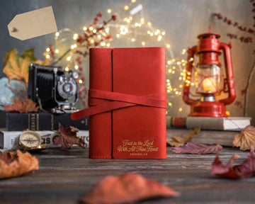 Proverbs 3:5 leather journal – "trust in the lord" bible verse gift
