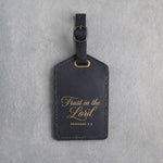 Trust In The Lord Proverbs 3:5 Black full-grain leather luggage tag, Christian scripture gift