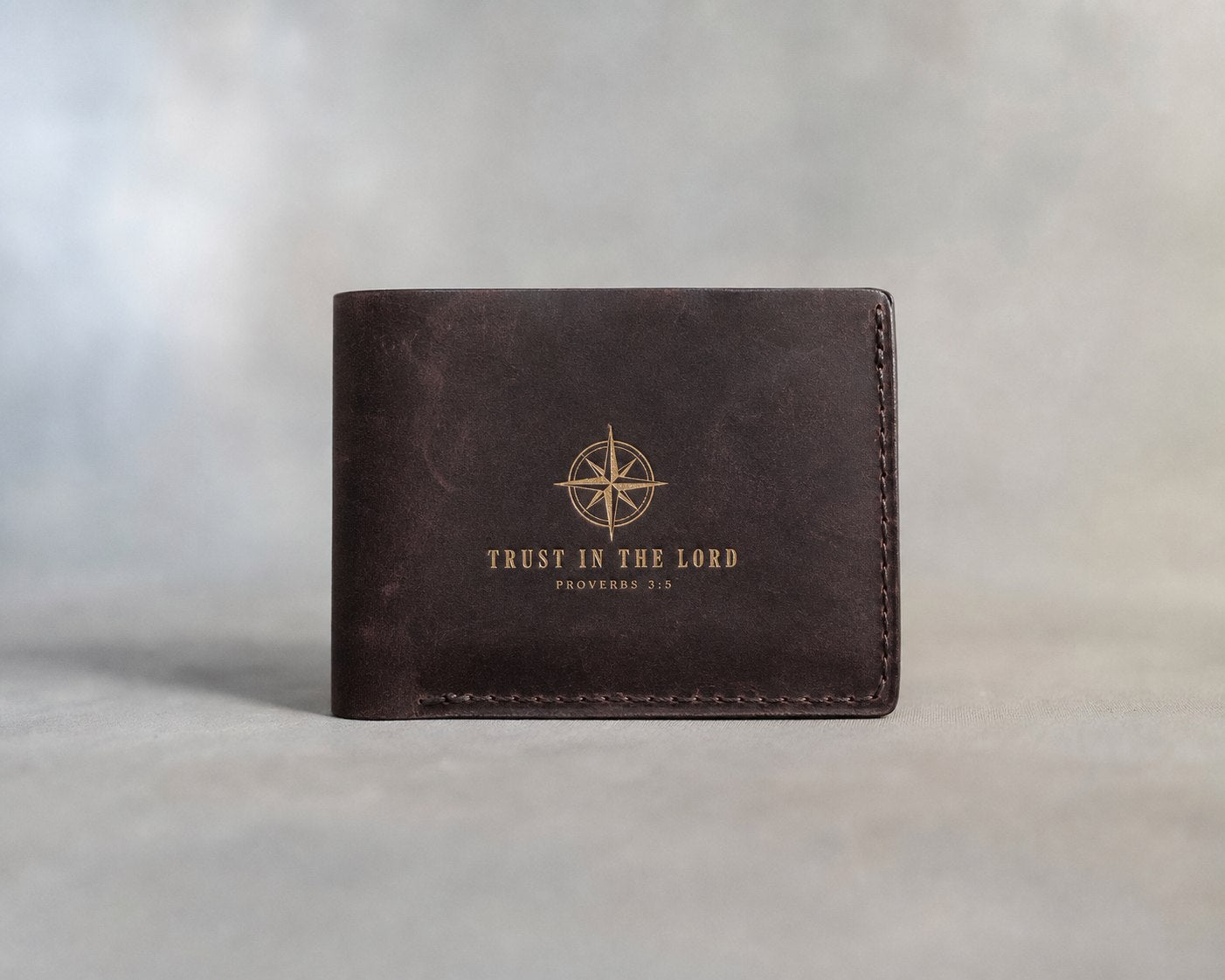 Trust In The Lord Proverbs 3:5 full-grain leather wallet, Christian scripture gift