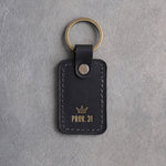 Prov. 31 Black handcrafted leather keychain, Christian scripture gift
